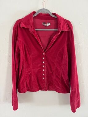 Vintage Pink Corduroy Jacket Size Large 100% Cotton Whimsigoth Fairy Boho